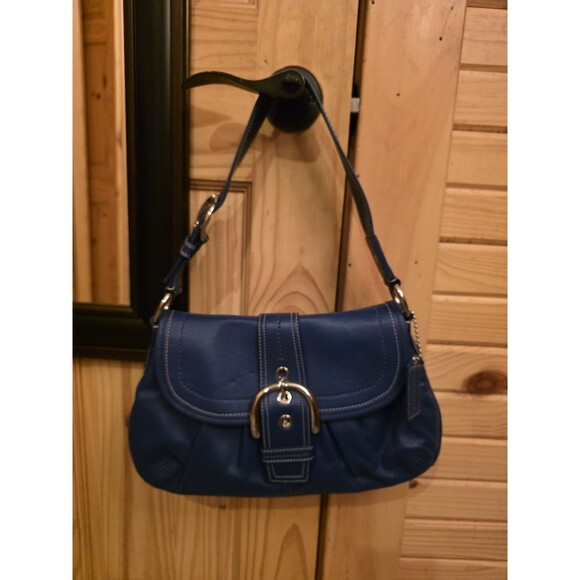 Coach F15204 Vintage Cobalt Blue Soho Flap Y2K Leather w/Buckle/With Wallet - Picture 1 of 10